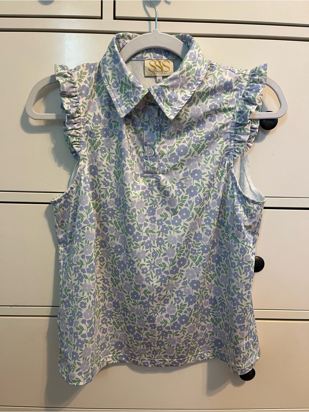 SSYS Sleeveless Floral Collared Top in Lavender & Green